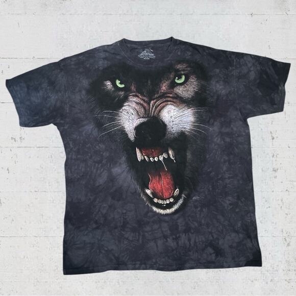The Mountain 2009 Fierce Alpha Wolf Short Sleeve Graphic Tie Dye T Shirt 3XL - Picture 1 of 7